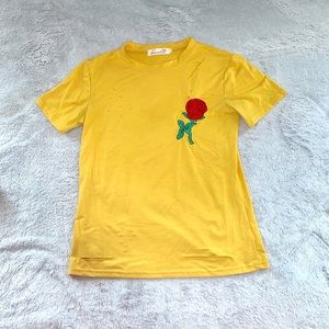 Yellow Ripped Rose Tee